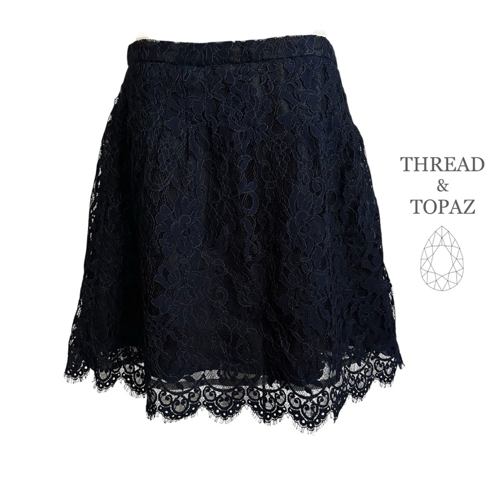 J. Crew Black Eyelash Lace Mini Skirt Size 6